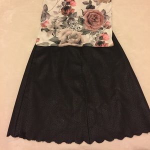 Black fo-leather laser cut skirt